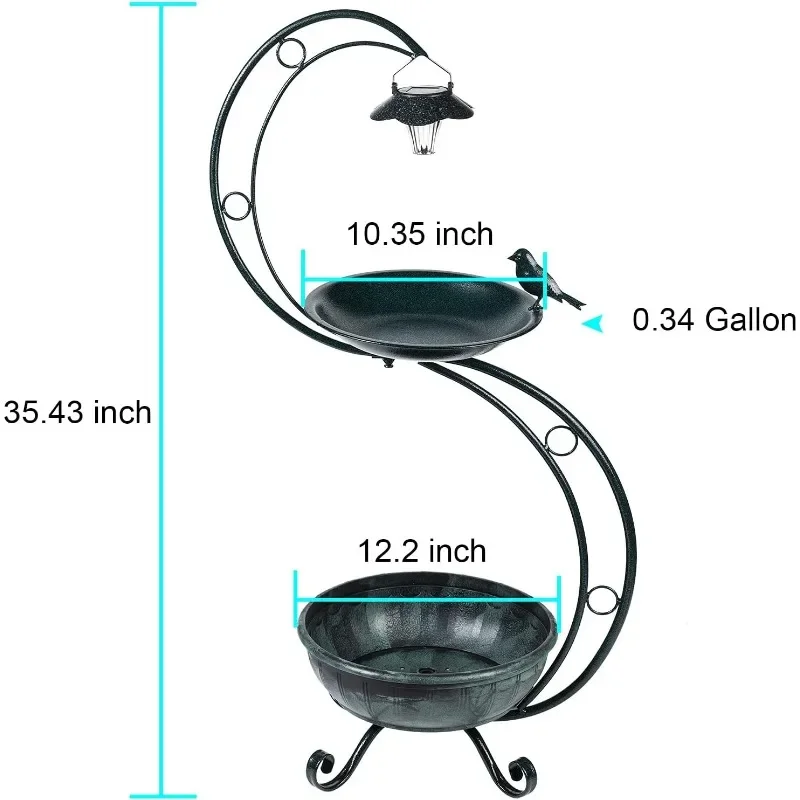 Bird Baths for Outdoors Solar Lamp, 35.5