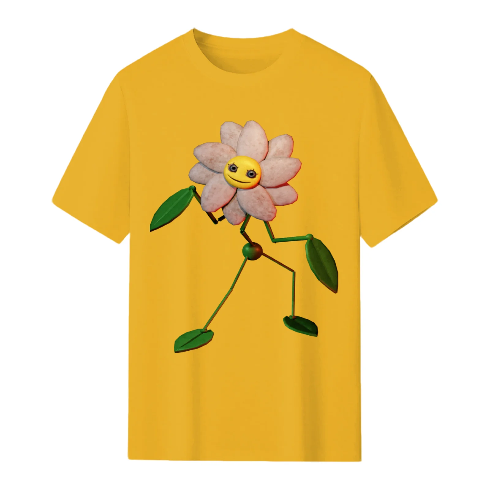 Pianosaurus Dinosaur Print Yellow T-Shirt Men Casual Crew Neck Short Sleeve Summer Daily Wear Tee