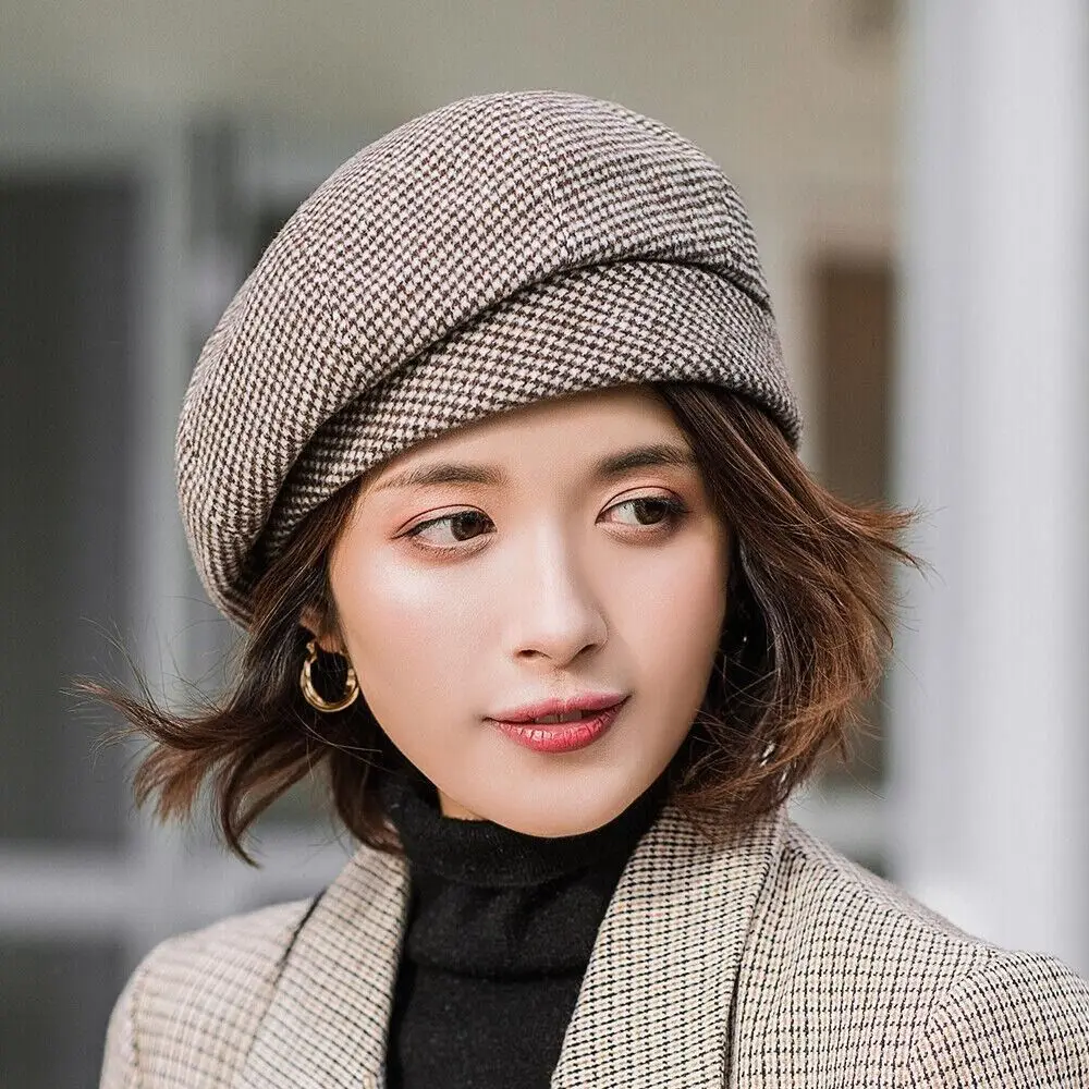 قبعة رسام صوف ، طراز عتيق ، قبعة صغيرة منقوشة ، قبعة قطنية شتوية ، موضة