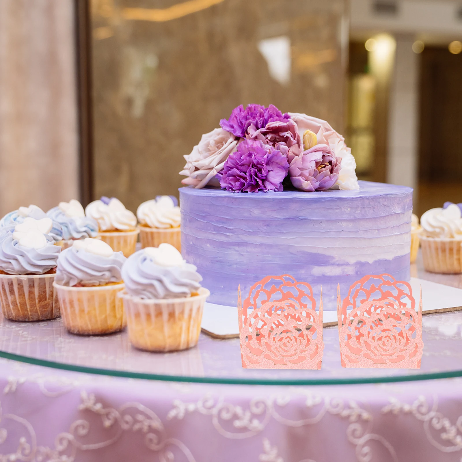 

50Pcs Chocolate Packaging Wrappers Hollow-Out Rose Candy Cups Decorative Party Wedding Chocolate Paper Tray Truffle Cups