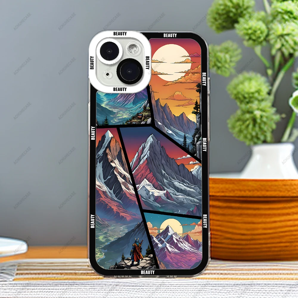 Attractive Scenery Phone Case For iPhone 16 Plus 15 14 13 12 Pro Max Mini 11 XS X XR Soft Silicone Cover