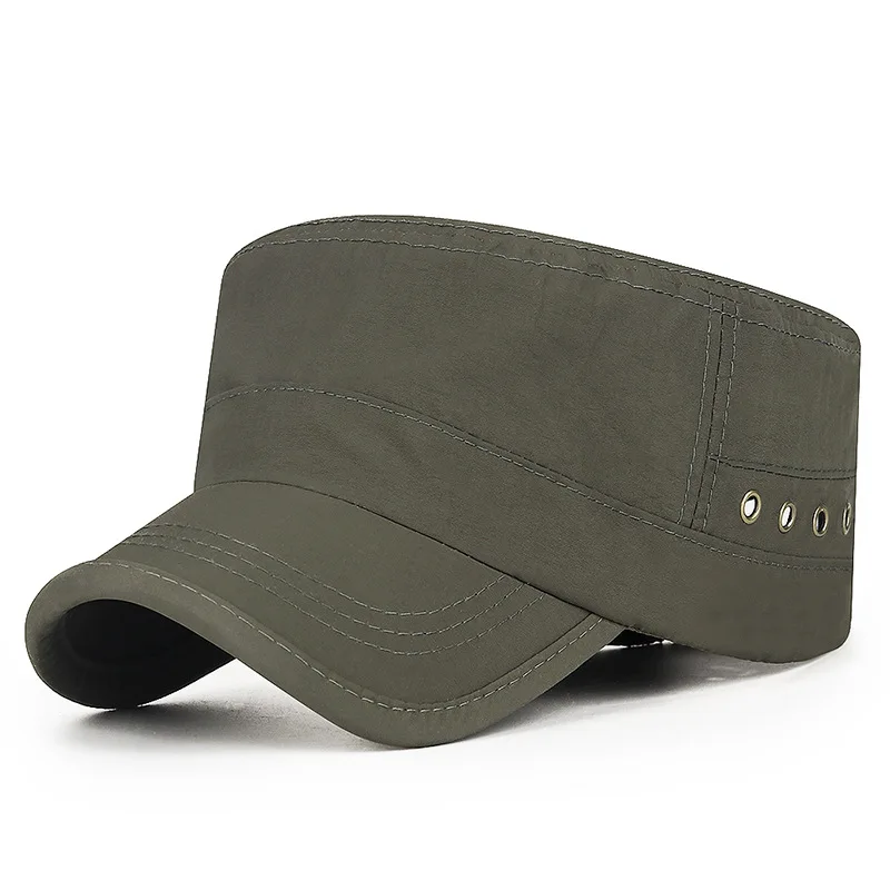 Trendige Flat-Top-Sonnenkappe, atmungsaktiv, schnell trocknend, Outdoor-Golfmütze mit Metallösen, leichte, verstellbare Baseballkappe – Detail 5