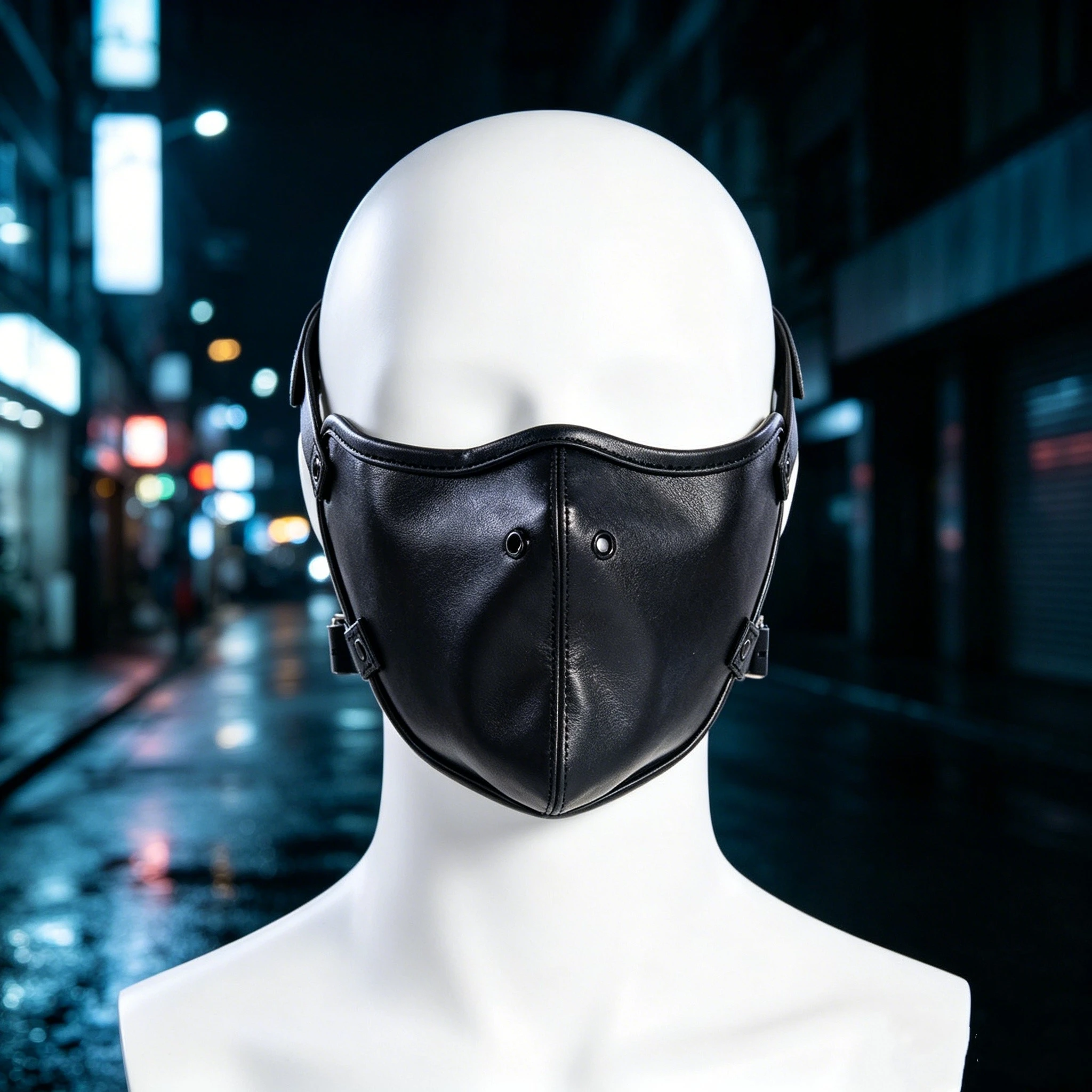 Microfiber Leather Mask Punk Mask Cosplay Leather Face Mask Suitable For Nightclub Party Game Stage Performance Props