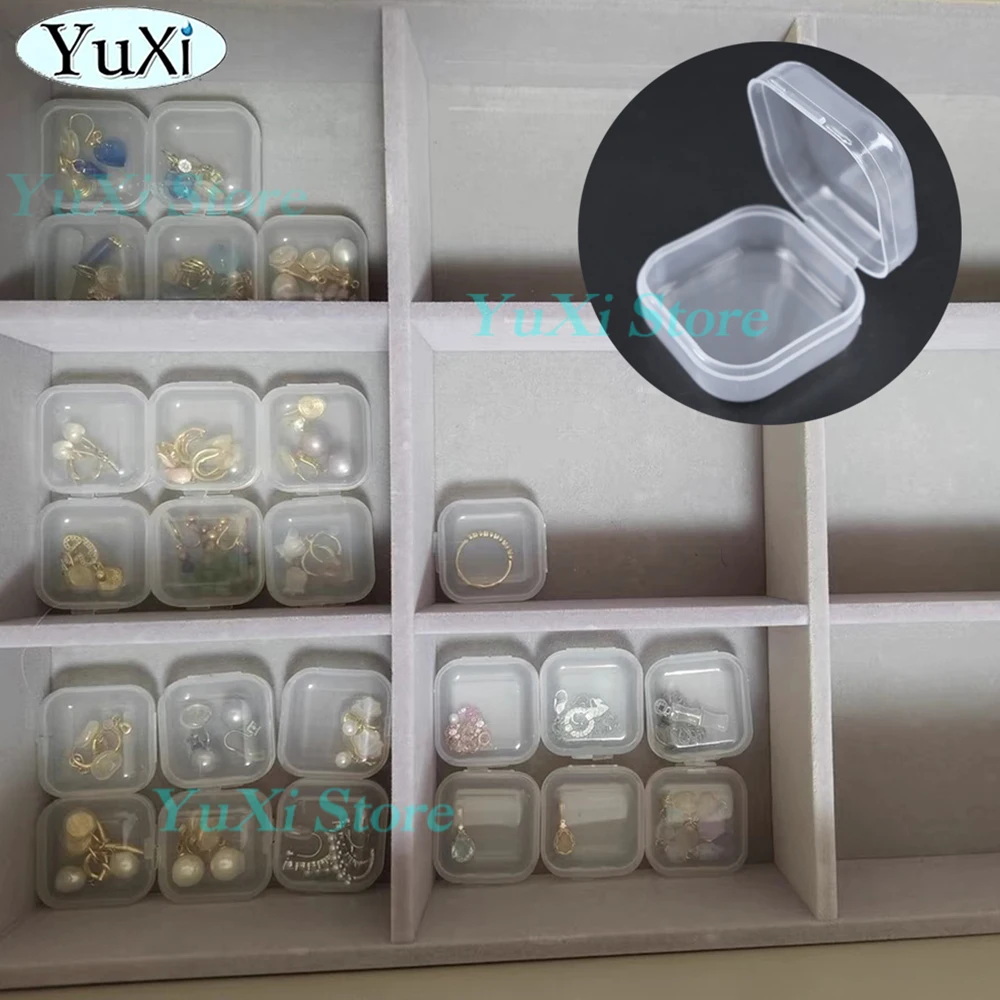 5Pcs Mini Transparent Storage Box for Jewelry Beads Earring Jewelry Container Transparent Square Box Case Plastic Contain Case