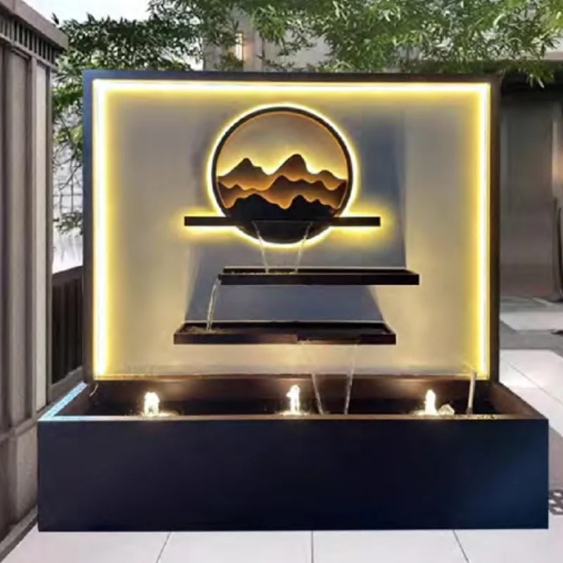 Geomancy Metal Curtain Features Landscaping custom.Modern Fountains Feng Shui Wall Screen Indoor