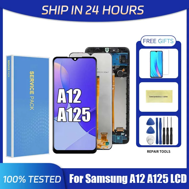 6.5 inch For Samsung A12 A125 LCD Display with frame Touch Screen Digitizer Replacemen For Samsung SM-A125F A125F/DS Display