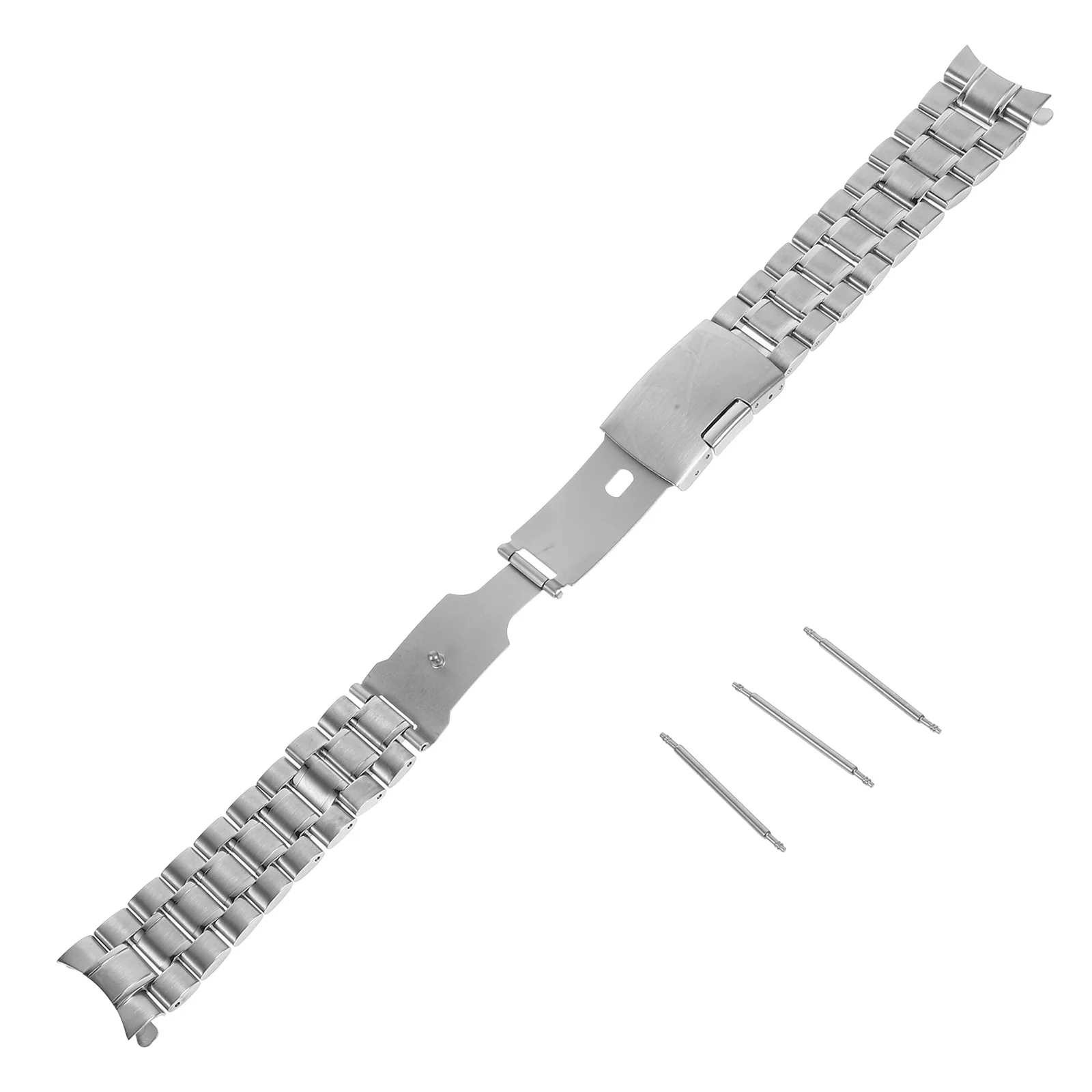 

4Pcs Stainless Steel Watch Band Black 22Mm Curved End Solid Links Foldover Clasp Push Button Replacement Strap Includes Spring