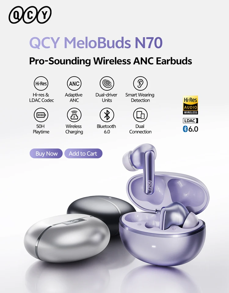 QCY CT06 Clip On Earbuds Crossky C50 Open Ear Wireless Bluetooth 6.0 Headphones with 4 Mic 35H Earbuds Comfortable for Running