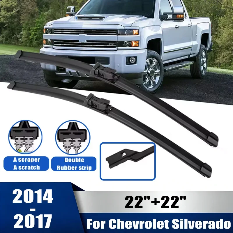 

2pcs Wiper Front Wiper Blades Set For Chevrolet Silverado 2014-2017 2015 Windshield Windscreen Window 22"+22" Car Accessories