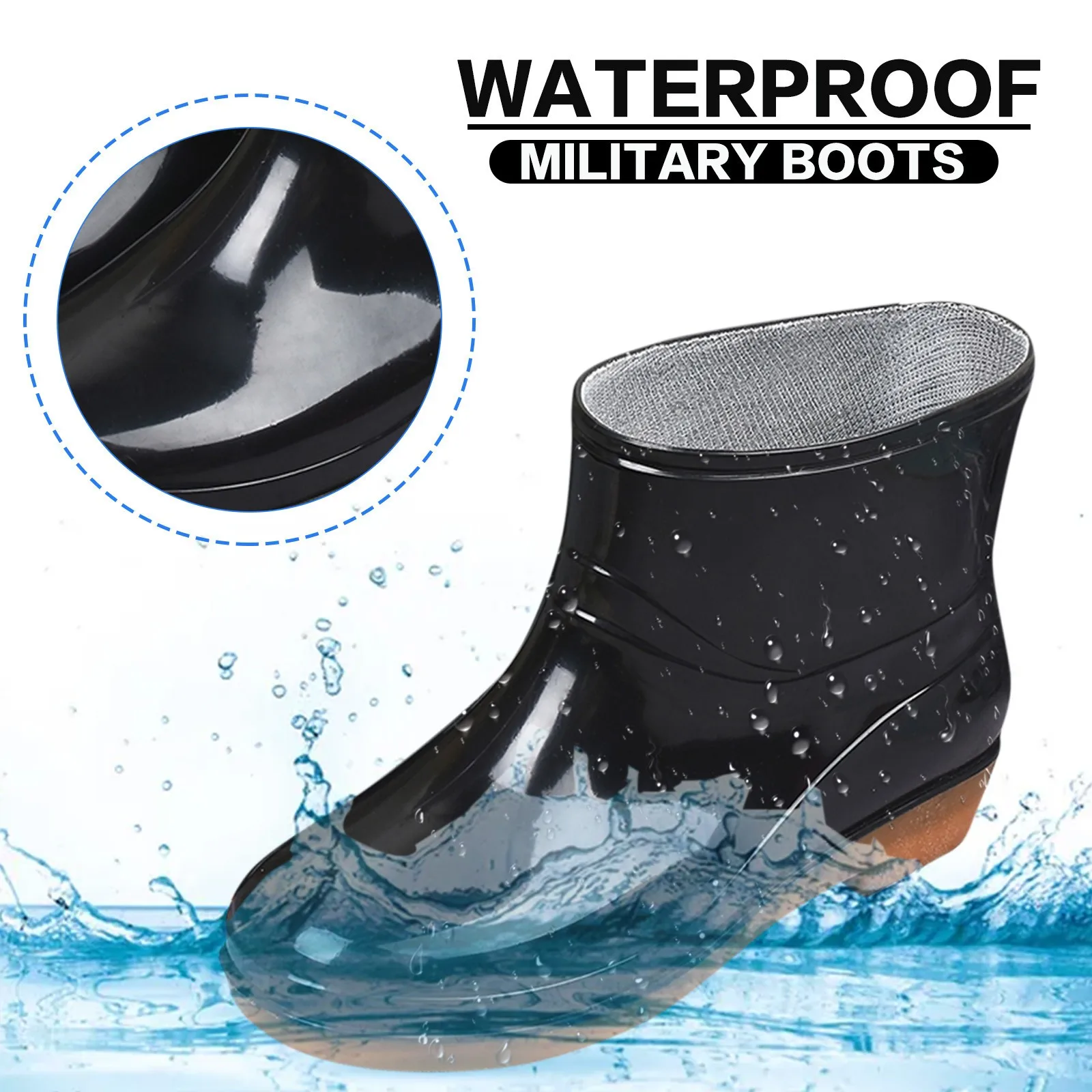 New Rain Boots Women Work Garden Galoshes Waterproof Rubber Boot Non-slip Rain Shoes Lightweight Soft Sole Comfortable Middle