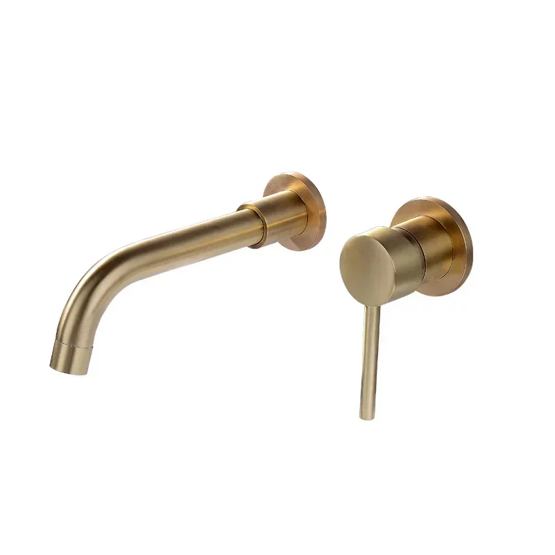 Bagnolux Brass Bathroom Faucet - Brushed Gold Single Lever, Hot/Cold Mixer, Deck Mounted view 4