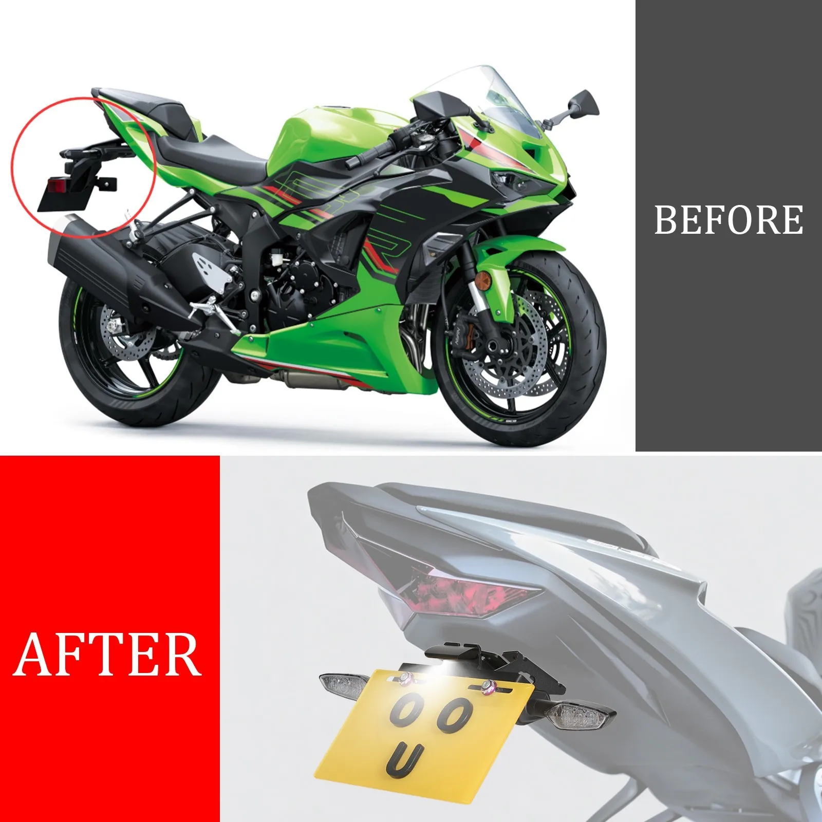 Dedicated for Kawasaki ZX6R 2019 2020 2021 2022 2023 2024 Fender Eliminator Rear Tail Tidy LED Turn Signal