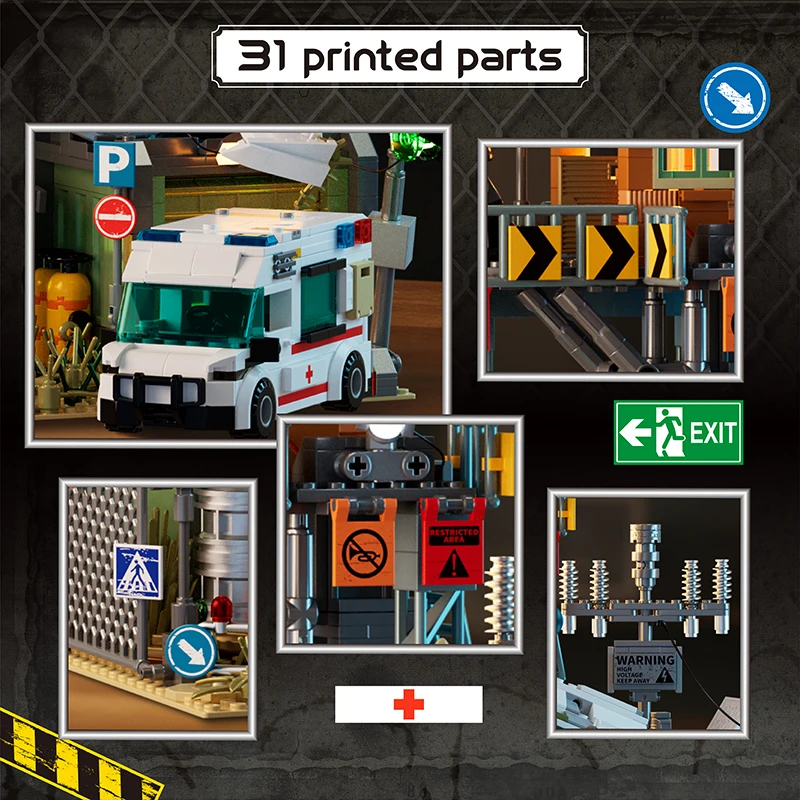 2076PCS Wrecked Plane Pharmacy Building Blocks Set MOC City Street View Bricks Model Desktop Ornament DIY Assembly Toys For Birthday Christmas Gifts view 4