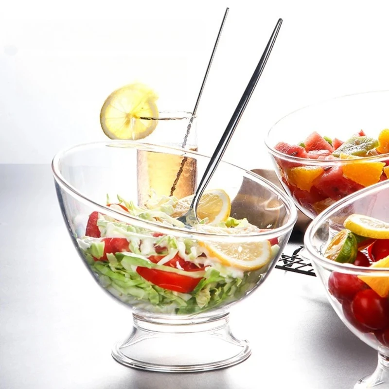 

Diagonal Salad Bowl Plastic Break Resistant Clear Fruit Rice Serving