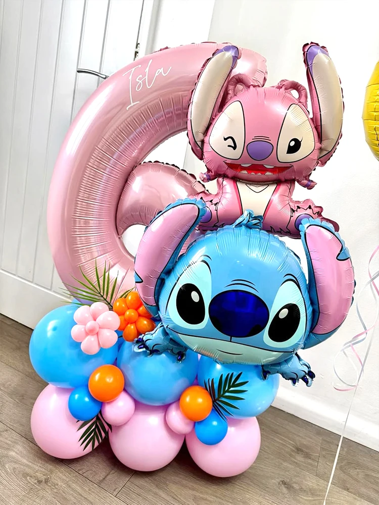 Ensemble de ballons en feuille à thème Lilo & Stitch, ballons en latex, décoration de fête d'anniversaire pour enfants, ballons numérotés, cadeaux Globos