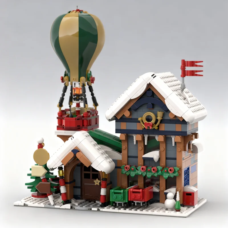 1468pcs MOC Modular Buildings Corner Santa’s Post Office - Modification Model Toys Building Blocks Architecture Christmas Gift