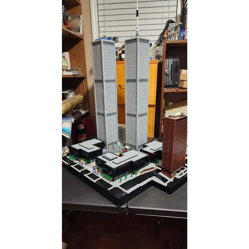 MOC-156123 مركز التجارة العالمية 1:650 تجميع خياطة بنة نموذج 12400 أجزاء MOC الإبداعية الاطفال بناء الالعاب العملاقة