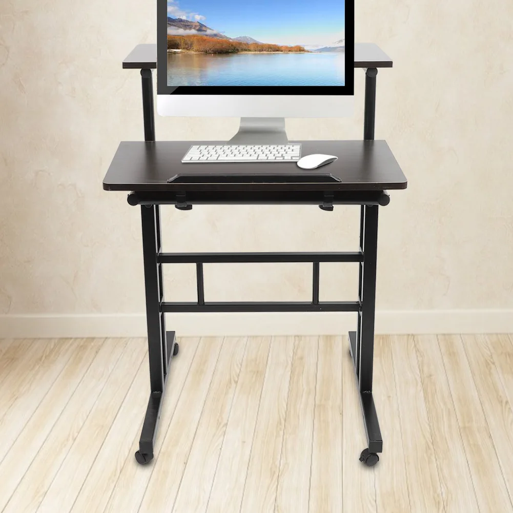 60cm Adjustable Height Stand Up Laptop Desk Computer Standing Desk with Rollers Laptop Computer Stand Desk Stand Up Laptop Desk