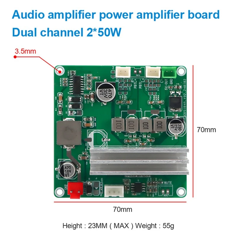 TPA3116D2 Audio Amplifier Board 2.0 Channel 2X50w Stereo HIFI Power Subwoofer Audio Amplifier Module DC12V-A38R