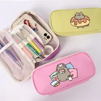 Pusheens Pencil Case Large Portable Cartoon Creative zipper Canvas Pouch Student School Supplies Stationery Storage Bag kid gift