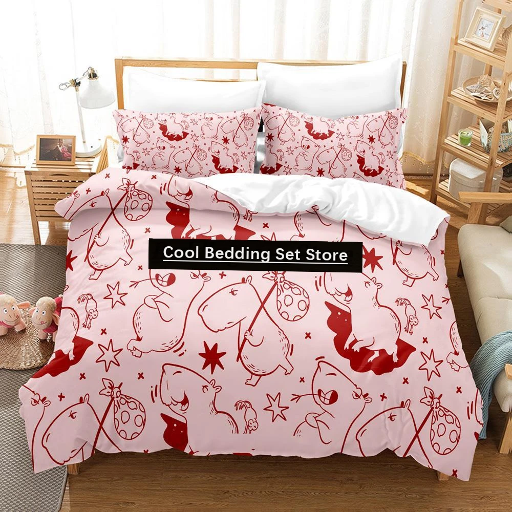 Kawaii Capybaras Bedding Set Single Twin Full Queen King Size Bed Set Aldult Kid Bedroom Duvetcover Sets 3D Anime Bed Sheet Set