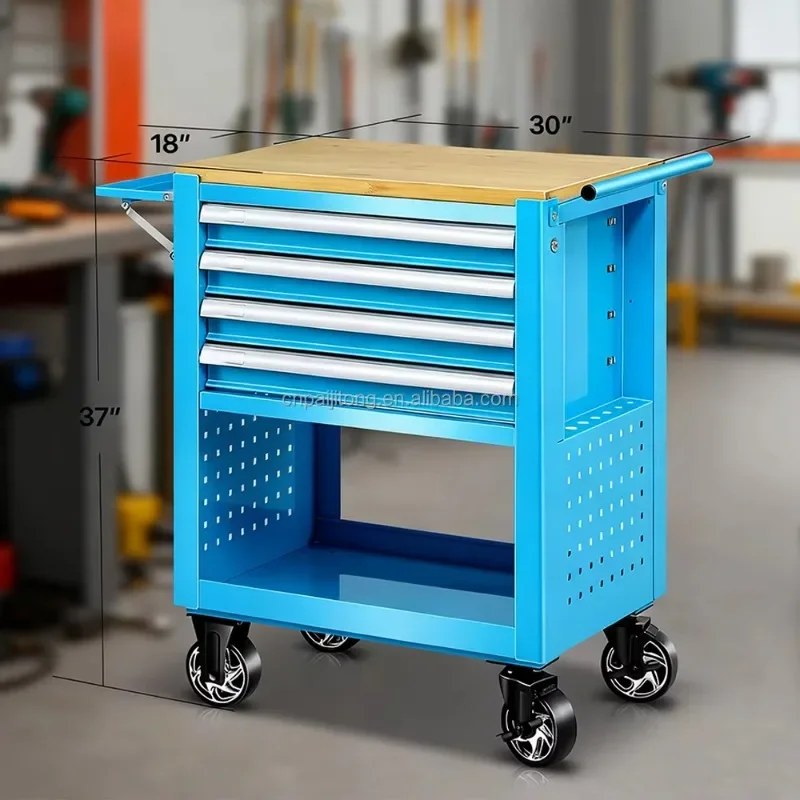 2026 Detachable DIY Utility Cart Steel Pegboard Rolling Tool Storage Garage Organizer With Wheels For Tool Cabinets With Drawers