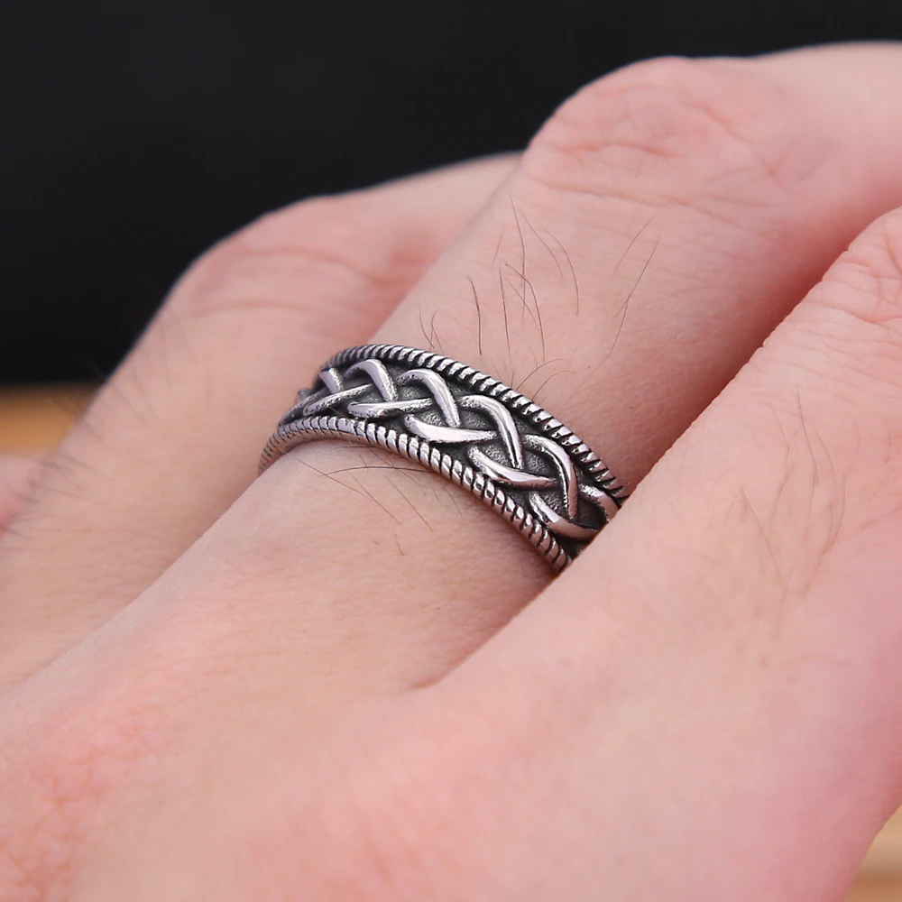 Vintage Nordic Mens Celtic Knot Rings Stainless Steel Simple Viking Rings For Women Biker Amulet Jewelry Gifts Dropshipping