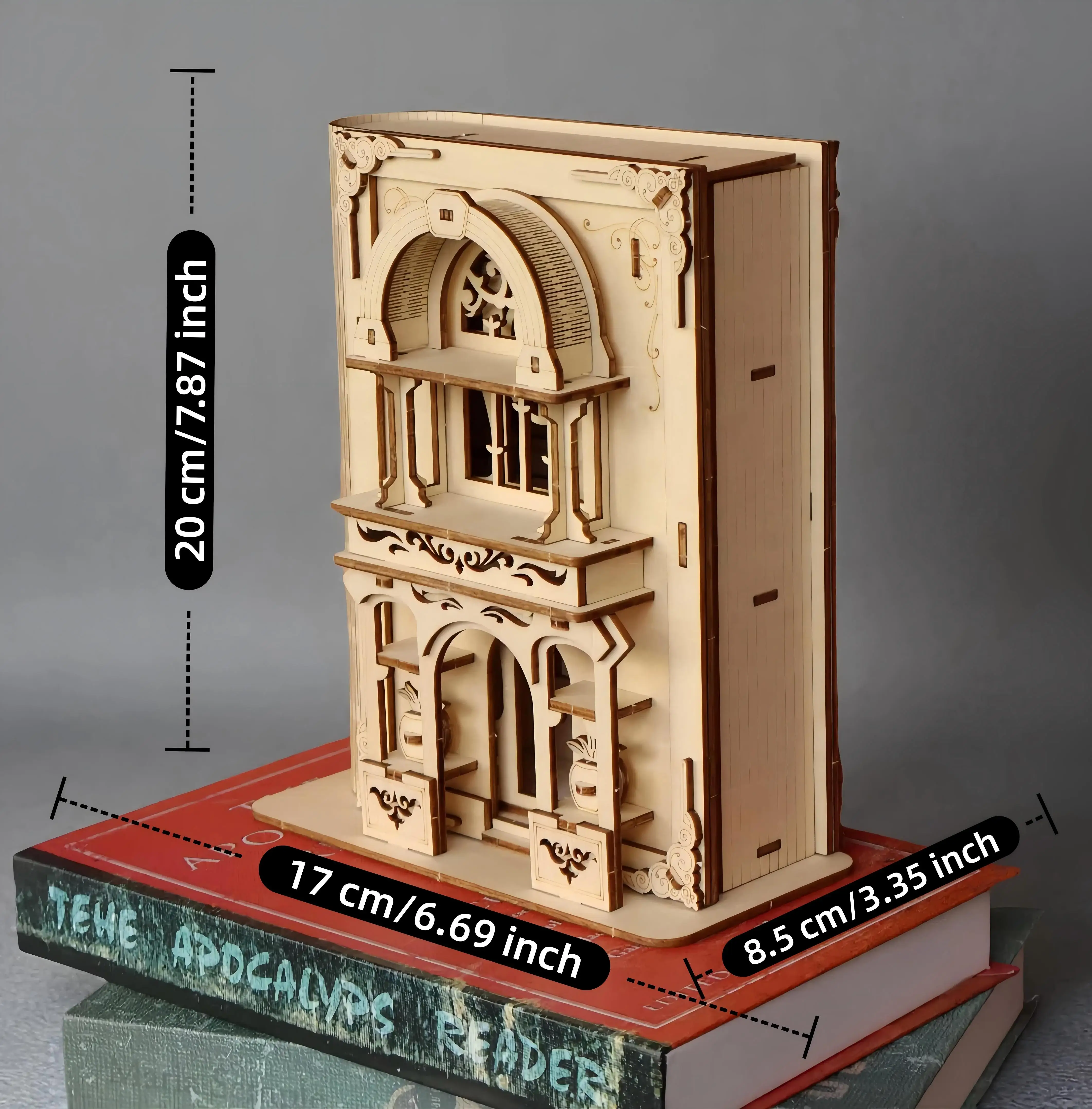 3D wooden puzzle, Gothic style magic bookstore assembly model, handmade DIY wooden 3D architectural decoration