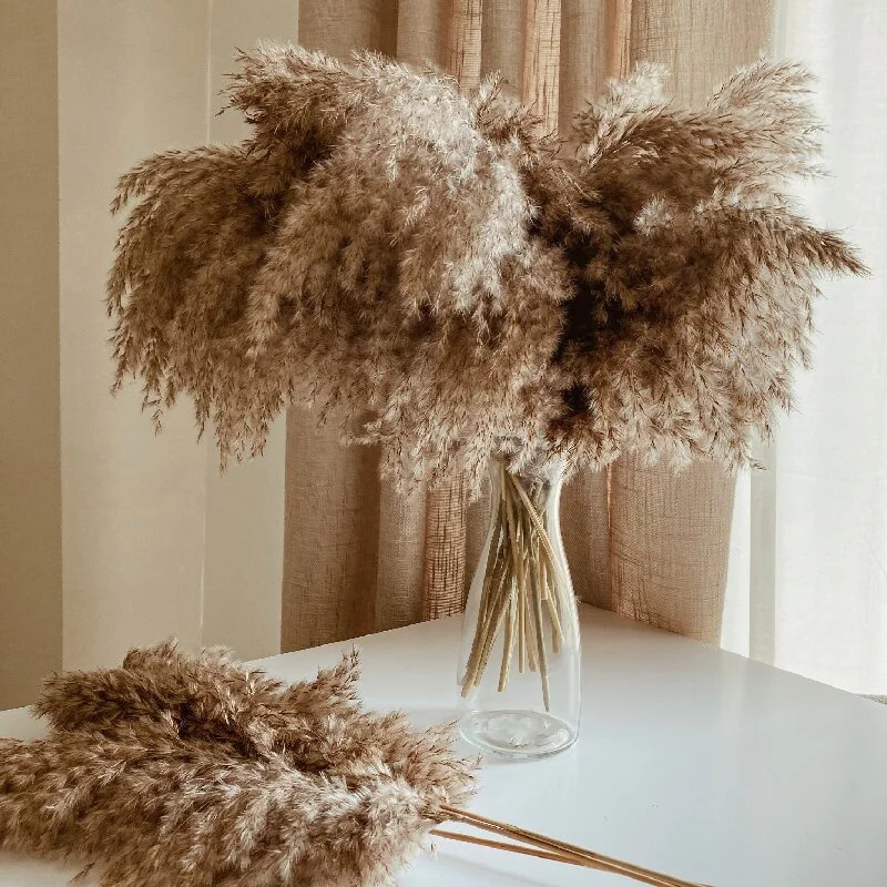 10pcs Dried Flowers Bouquet Pampas Grass Reed Fleurs Sechees Flores Artificial Flowers Home Decor Christmas Wedding Decoration