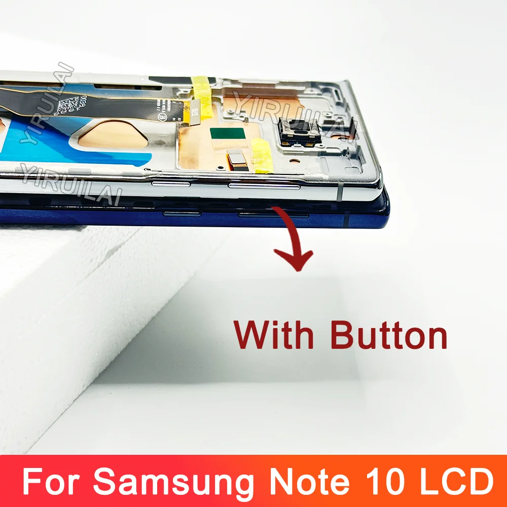 Testato Nota 10 Schermo con Cornice Per Samsung Note10 N970F N970U N970W Display LCD Touch Screen Digitizer Assembly di Ricambio
