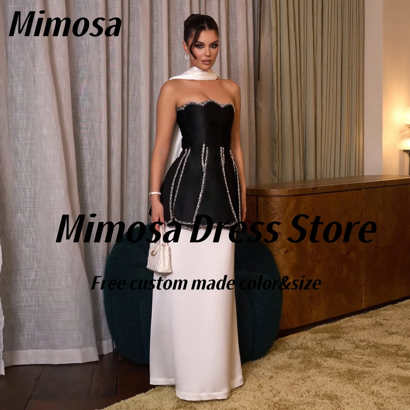 

Mimosa из двух частей платья для выпускного вечера 2025 без бретелек с бисером платье для дня рождения сексуальные вечерние платья сзади с шалями по индивидуальному заказу