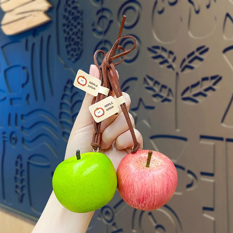 

1PC Cute Simulation Foam Apple Keychain Ins Style Car Rearview Mirror Pendant Bag Charm Backpack Lanyard Cartoon Ornament Gifts
