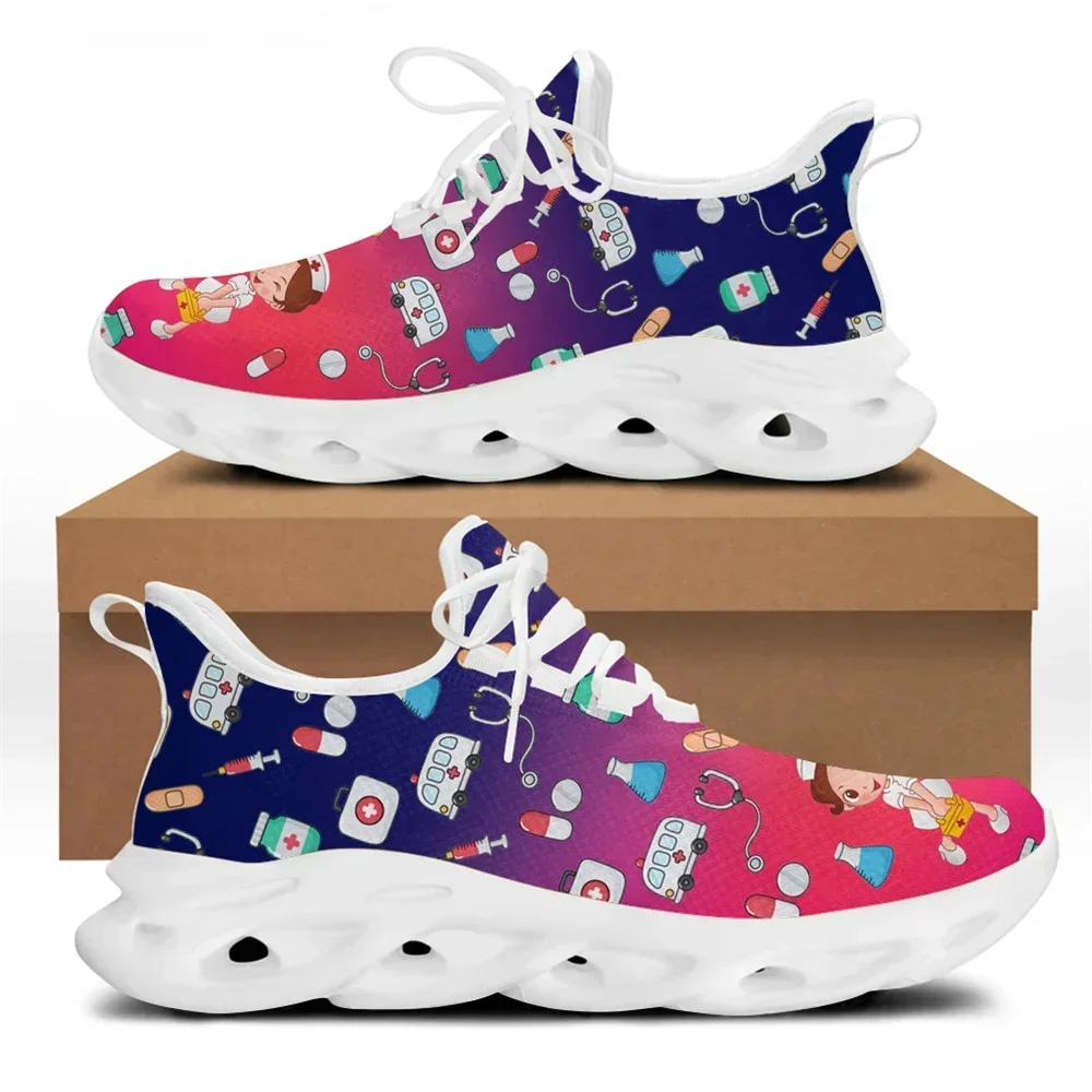 

Gradient Nurse Shoes for Women's Cartoon Premium Sketch Physio Brand Design Casual Wear-resistant Flat Sneakers 2025