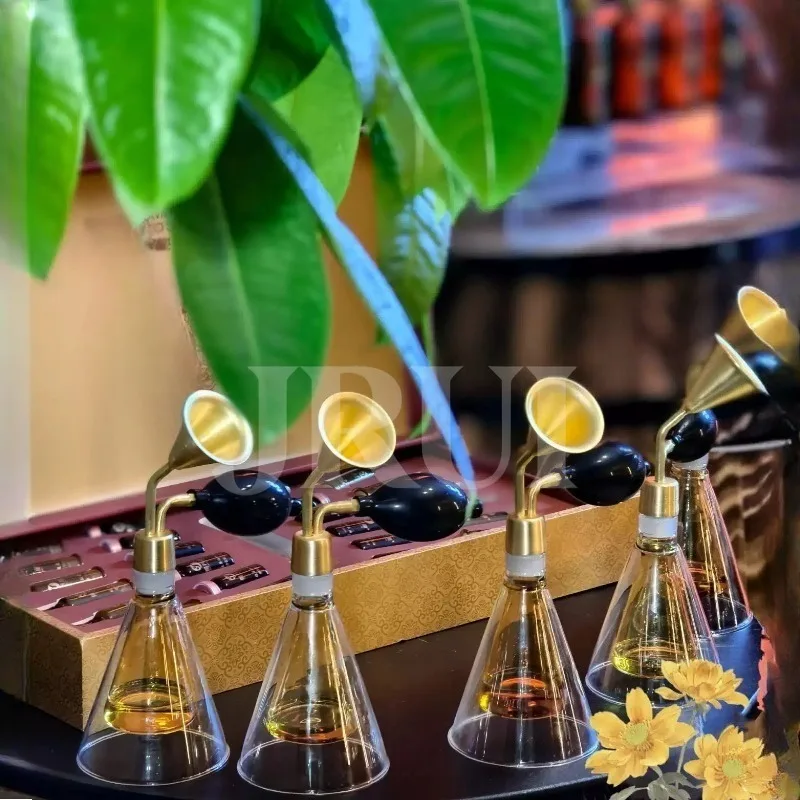 Glass Scent Bottle Brass Fragrance Container Baijiu Essential Oil Perfume Aroma Coffee Beans
