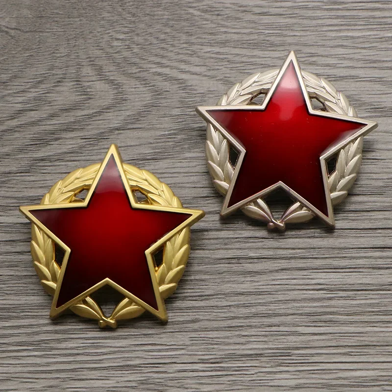 Insignia soviética de la Segunda Guerra Mundial, Medalla de Estrella Roja de cinco puntas, broche de uñas de caballo Stinger dorado