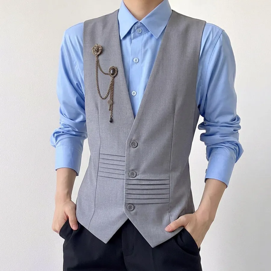 

Высококачественный дизайнерский жилет для мужчин: повседневный, деловой, для официантов, для ночных клубов, безрукавка для банкетов и вечеринок, унисекс