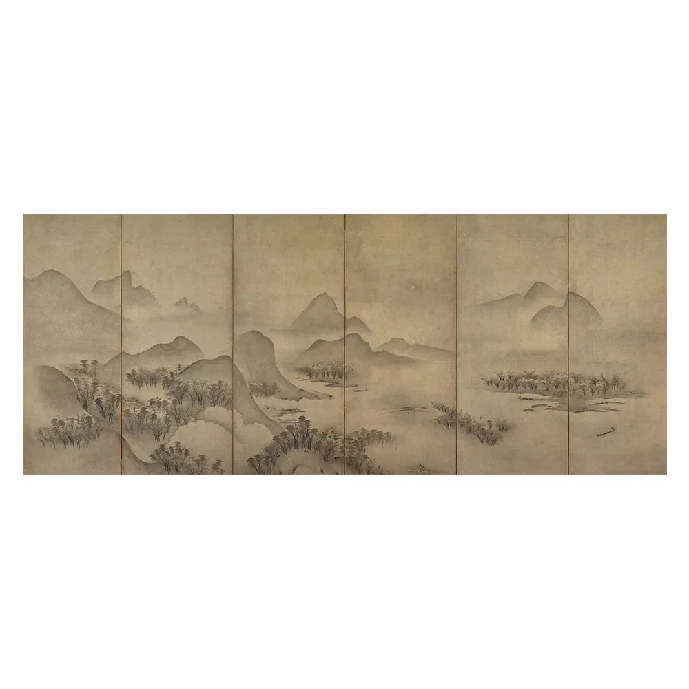 Inktlandschap, schermkaart, nieuwe Chinese stijl, Japanse stijl