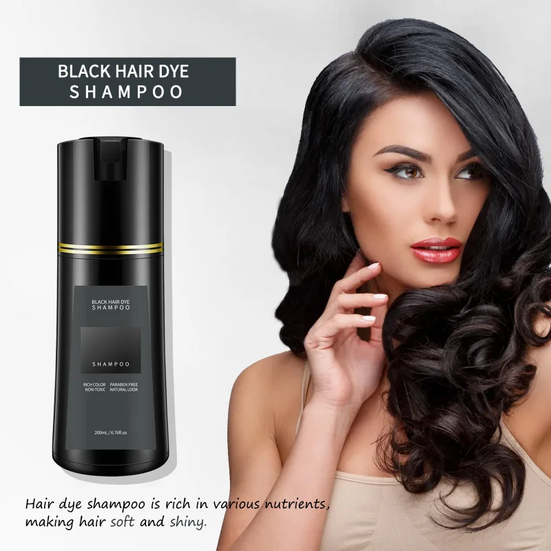 

Plant Formula Black Shampoo Mildly Cares For Hair Roots Quick Coloring Shampoo