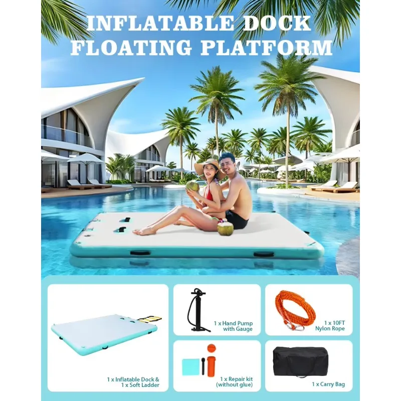 Large Infla Floating Platform Water Pad Non-Slip Surface for Family Gatherings