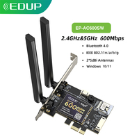EDUP AC600SW Wireless Network Card with Remote Power Control 600Mbps 2.4G WiFi Bluetooth Universal PCIE Slot for Windows Desktop