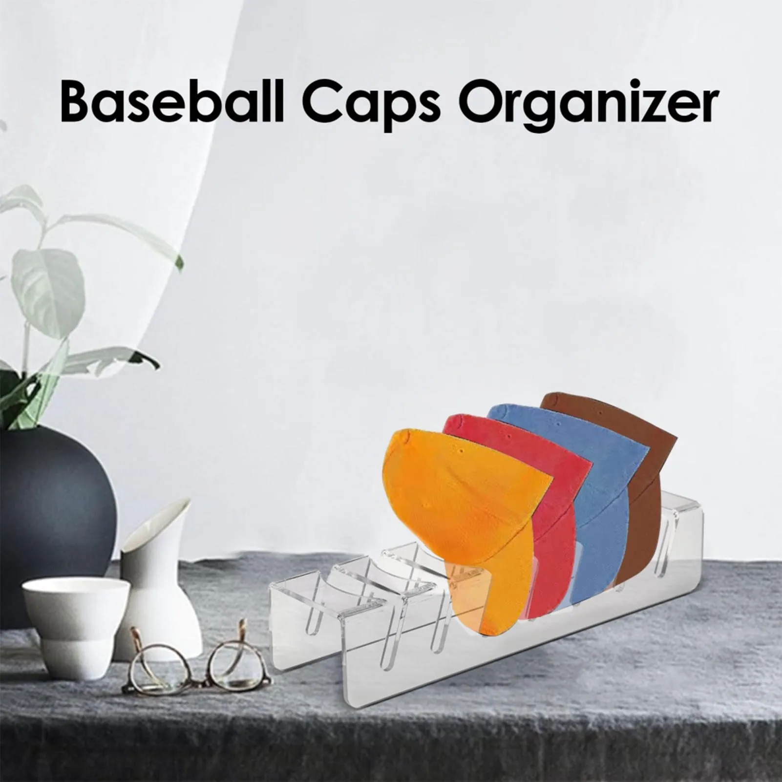 Baseball Caps Display Racks, preto, transparente, acrílico chapéu cabides, Flat Caps, compatível