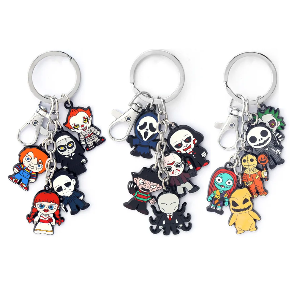 Películas de terror personajes de dibujos animados llavero mochila colgantes de coche llaveros Unisex de moda accesorios de joyería regalos de Halloween