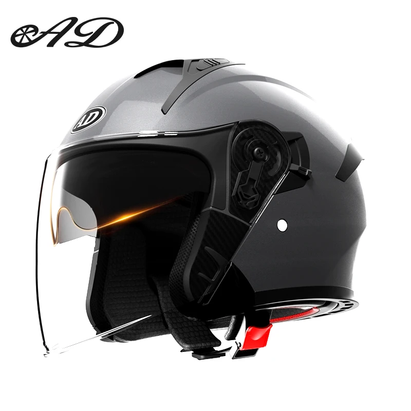 AD Electric motorcycle helmet for men and women, warm autumn and winter, double mirror half helmet, suitable for all seasons