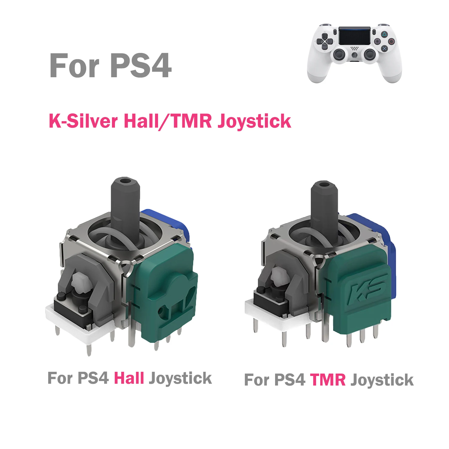 

2/10pcs K-Silver TMR Joystick for PS4 DUALSHOCK 4 Analog Stick Hall Electromagnetic Joystick No Drift Replacement Thumbstick