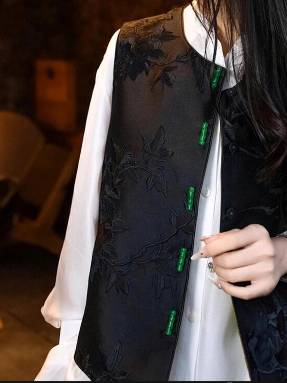 

Новый китайский жилет с вышивкой, женский весенне-осенний костюм Тан, бальный джат, топ на пуговицах, чистый цвет, для поездок на работу