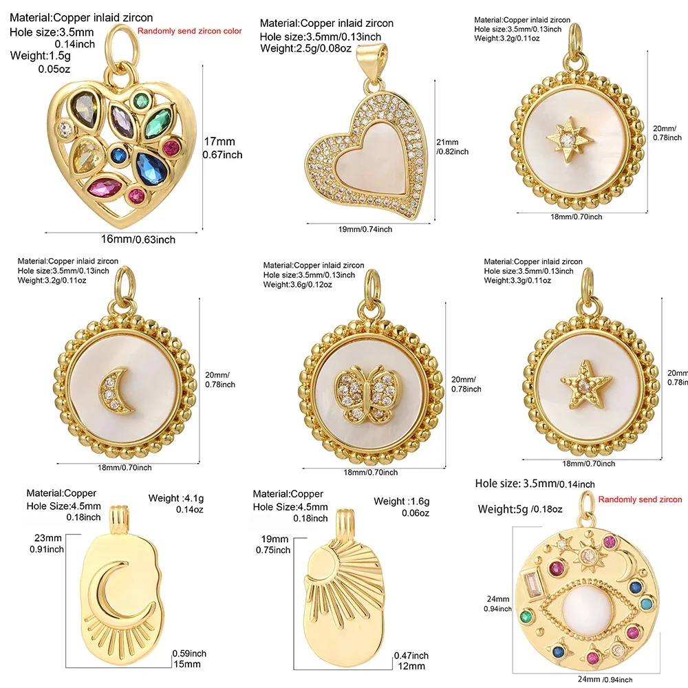 Exquisite Copper Inlaid Zirco Heart-shaped Charms for Jewelry Making Supplies DIY Earrings Necklace Key Pendant classic style
