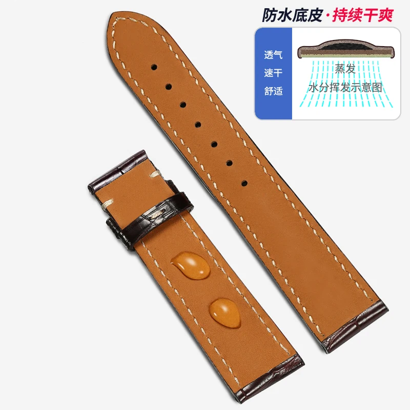 FUYIJIA Top Handmade Alligator Skin Watchband L-ongines Substitute Strap 15MM~22MM Steel Butterfly Buckle Genuine Crocodile Belt