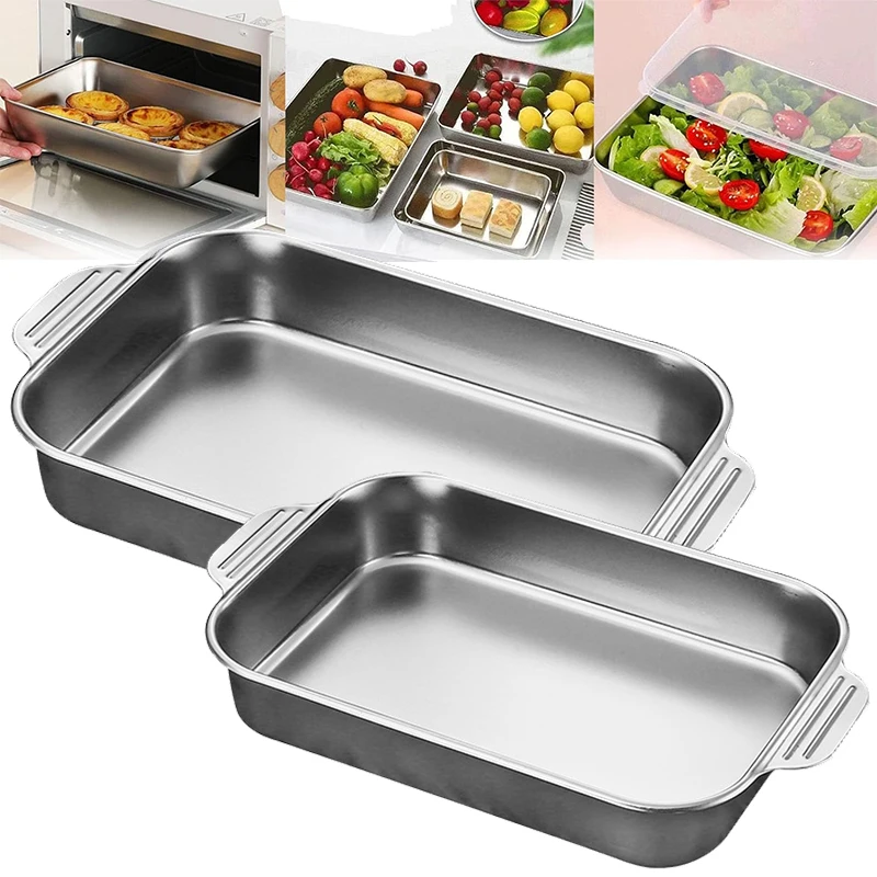 Kitchen Stainless Steel Baking Tray Multifunctional Food Grade Non-stick Barbecue Tray Induction Cooker Flat Bottom Baking Tool