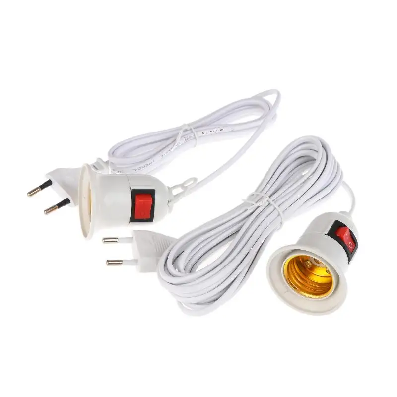 EU Plug Lampholder With 3/5 Meter Cable EU E27 Hanging Indoor Plants Light Holder With On/Off Switch Lamp Holder