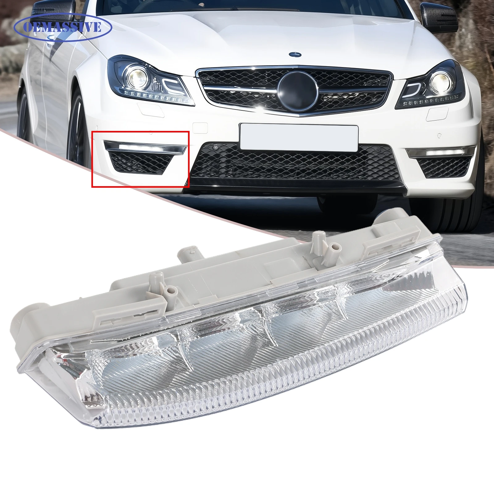 

Для Mercedes-Benz E350 C350 C250 W204 W212 R172: правая светодиодная фара дневного света (ДХО) / противотуманная фара, аналог 2049069000